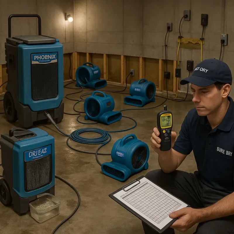 Structural Drying and Dehumidification process in Prince George County, VA
